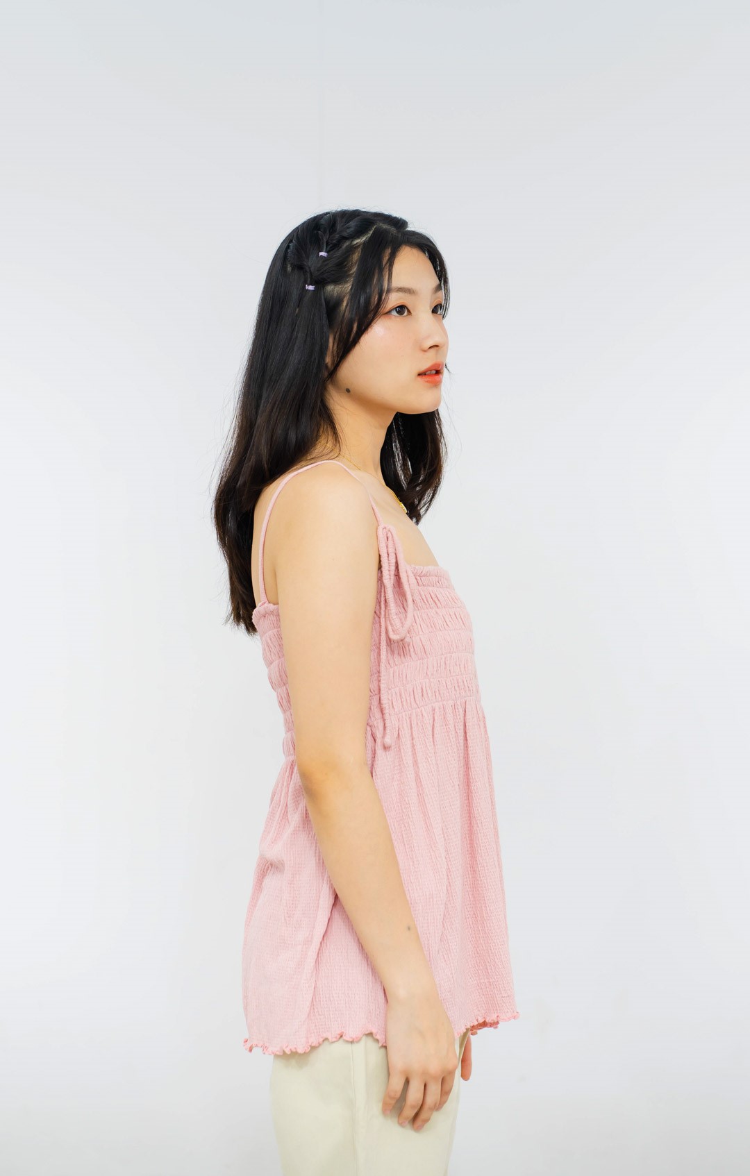 Ruched Spaghetti Strap Pink Top